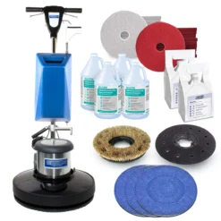 Stone & Marble Floor Cleaning & Polishing Package W/ Floor Buffer, Chemicals & Accessories